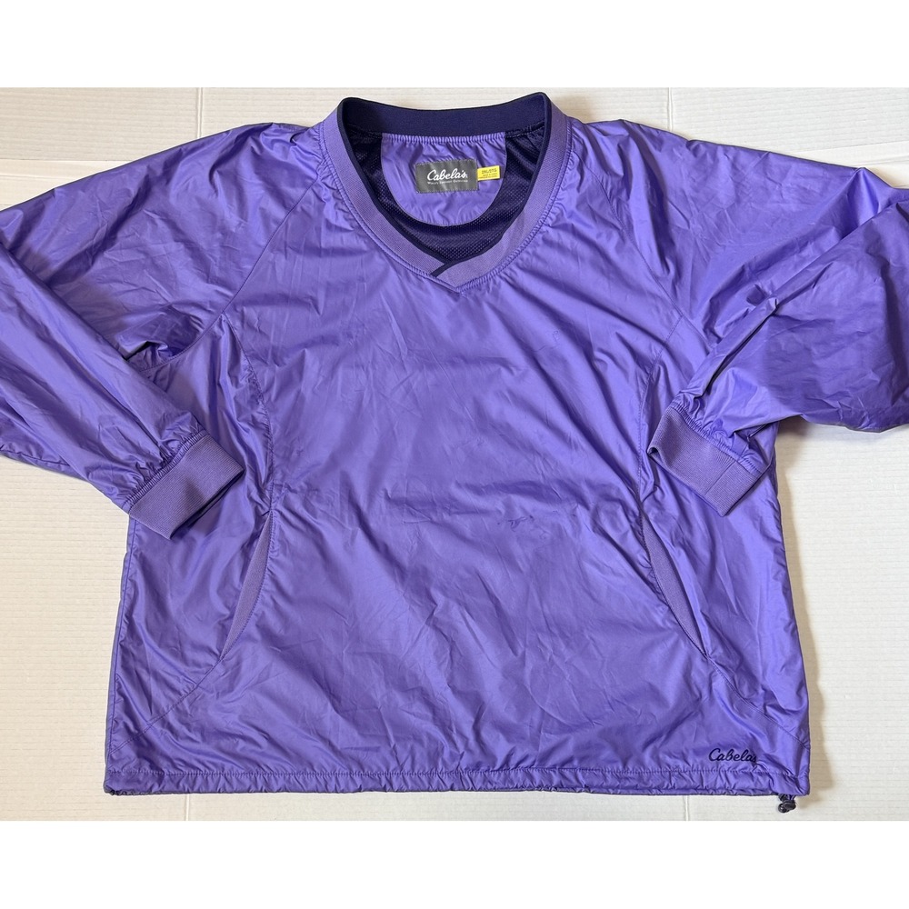 CABELAS - Women's Windbreaker - Purple Pullover V-Neck Mesh Lined Jacket - 2XL